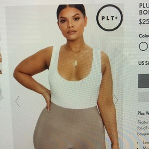 Plus second skin white scoop neck thong bodysuit